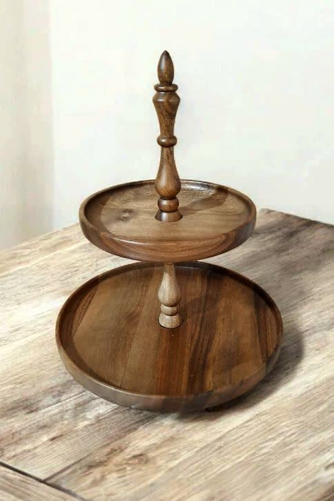 ظرف چوبی دوطبقه برای شیرینی