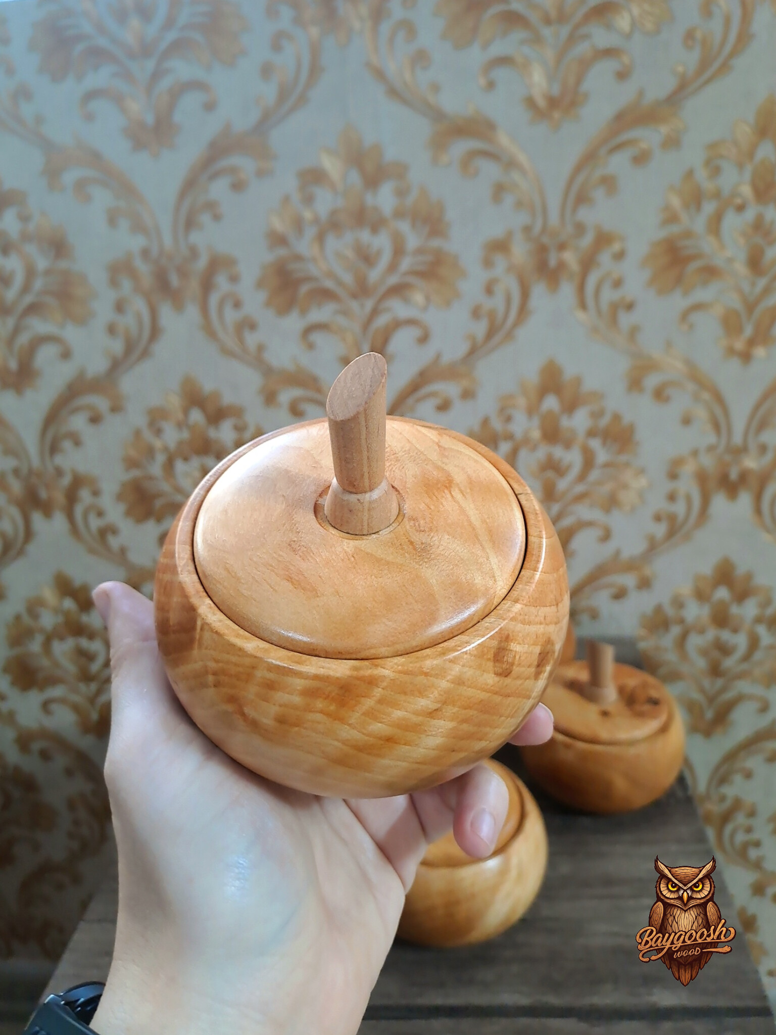 قندان چوبی دست تراش